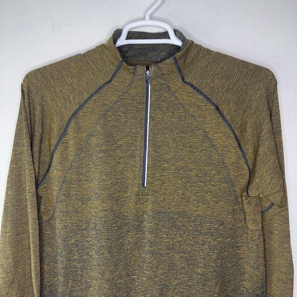 Lululemon Metal Vent Tech Half Zip Mens Large Fools Gold Seamless Running EUC - Picture 3 of 6